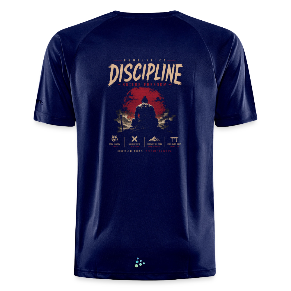 Discipline Builds Freedom Backprint Herren Sportshirt - dark navy