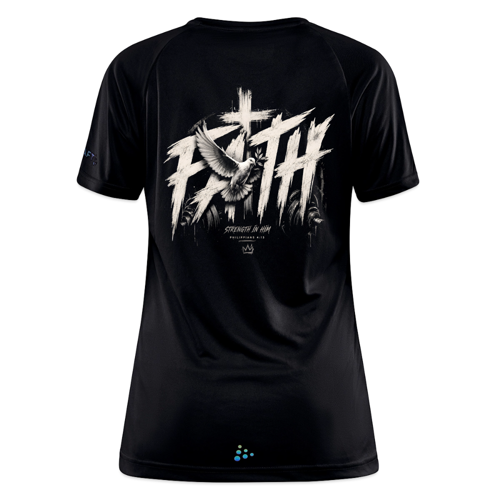Faith Philipper 4:13 Backprint Damen Sportshirt - black