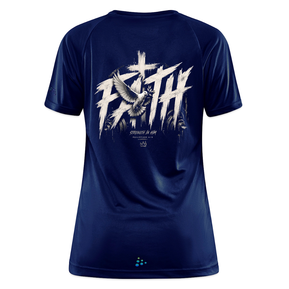 Faith Philipper 4:13 Backprint Damen Sportshirt - dark navy