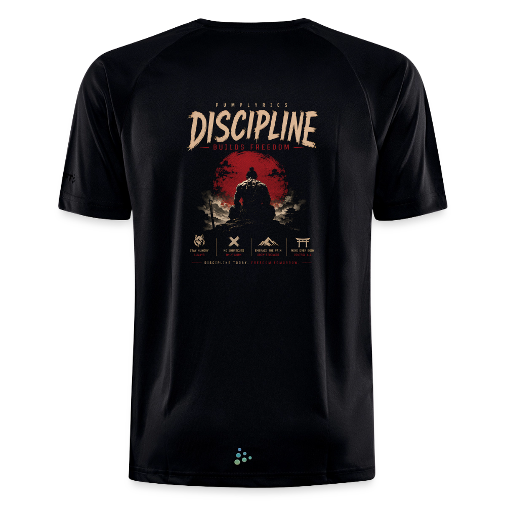 Discipline Builds Freedom Backprint Herren Sportshirt - black