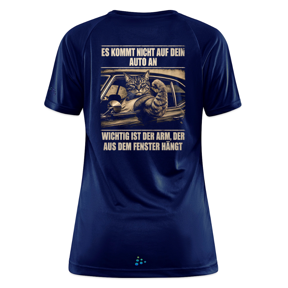 Backprint Katze Auto Humor Sportshirt - dark navy