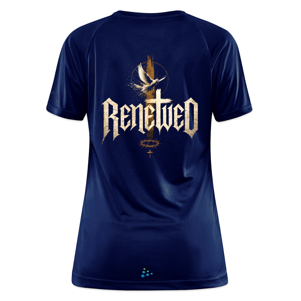 Renewed Backprint Damen Sportshirt - dark navy