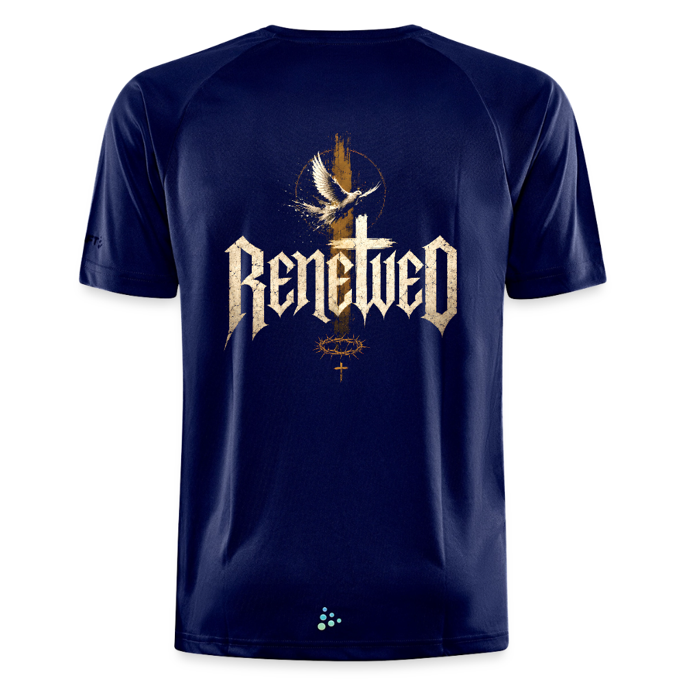 Renewed Backprint Herren Sportshirt - dark navy