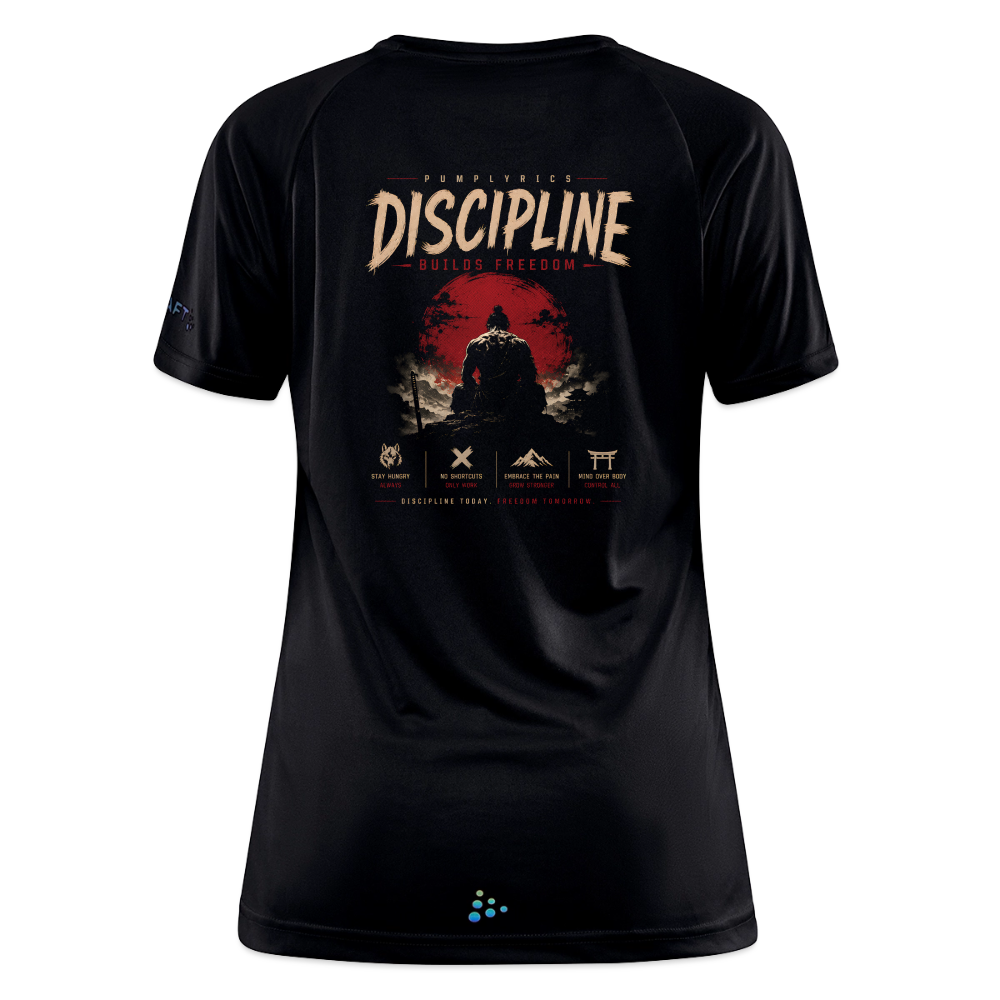 Discipline Builds Freedom Backprint Damen Sportshirt - black