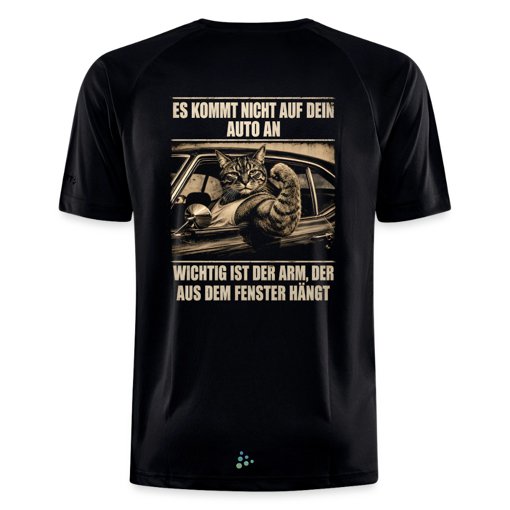 Backprint Katze Auto Humor Sportshirt - black
