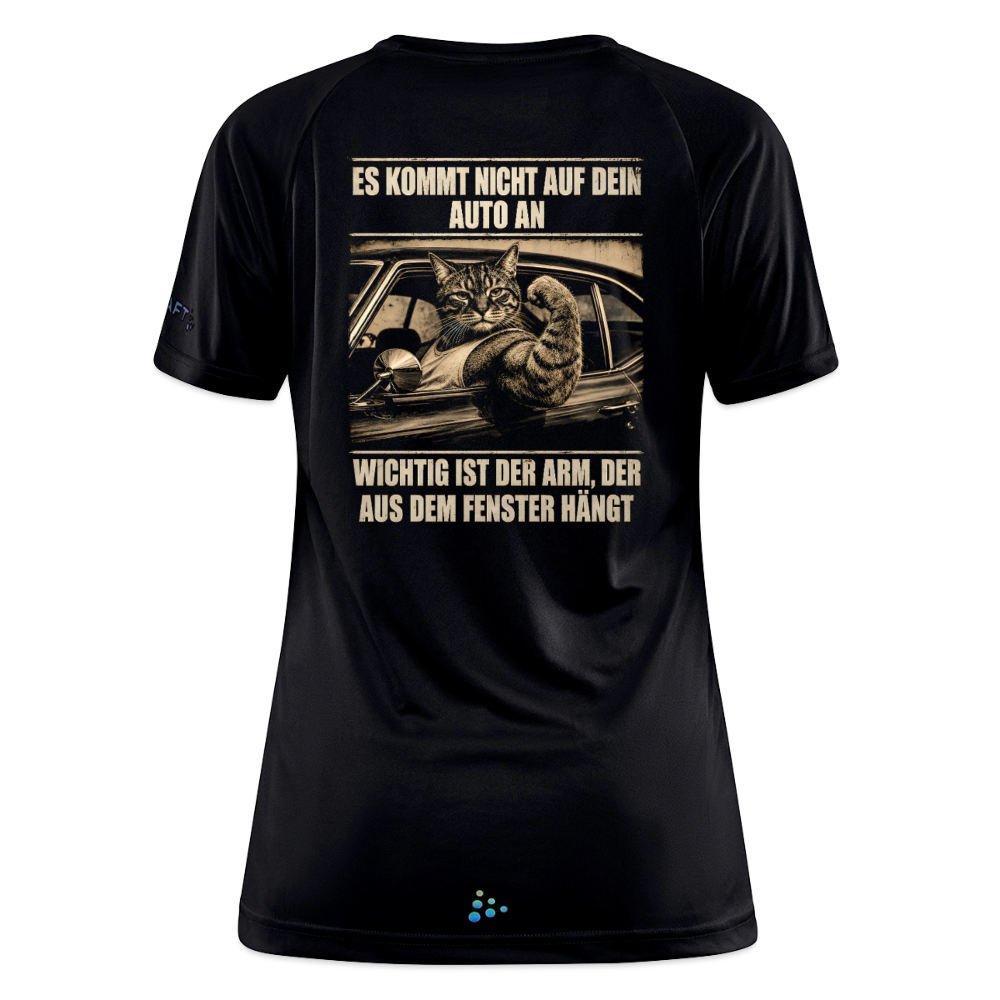 Backprint Katze Auto Humor Sportshirt - black