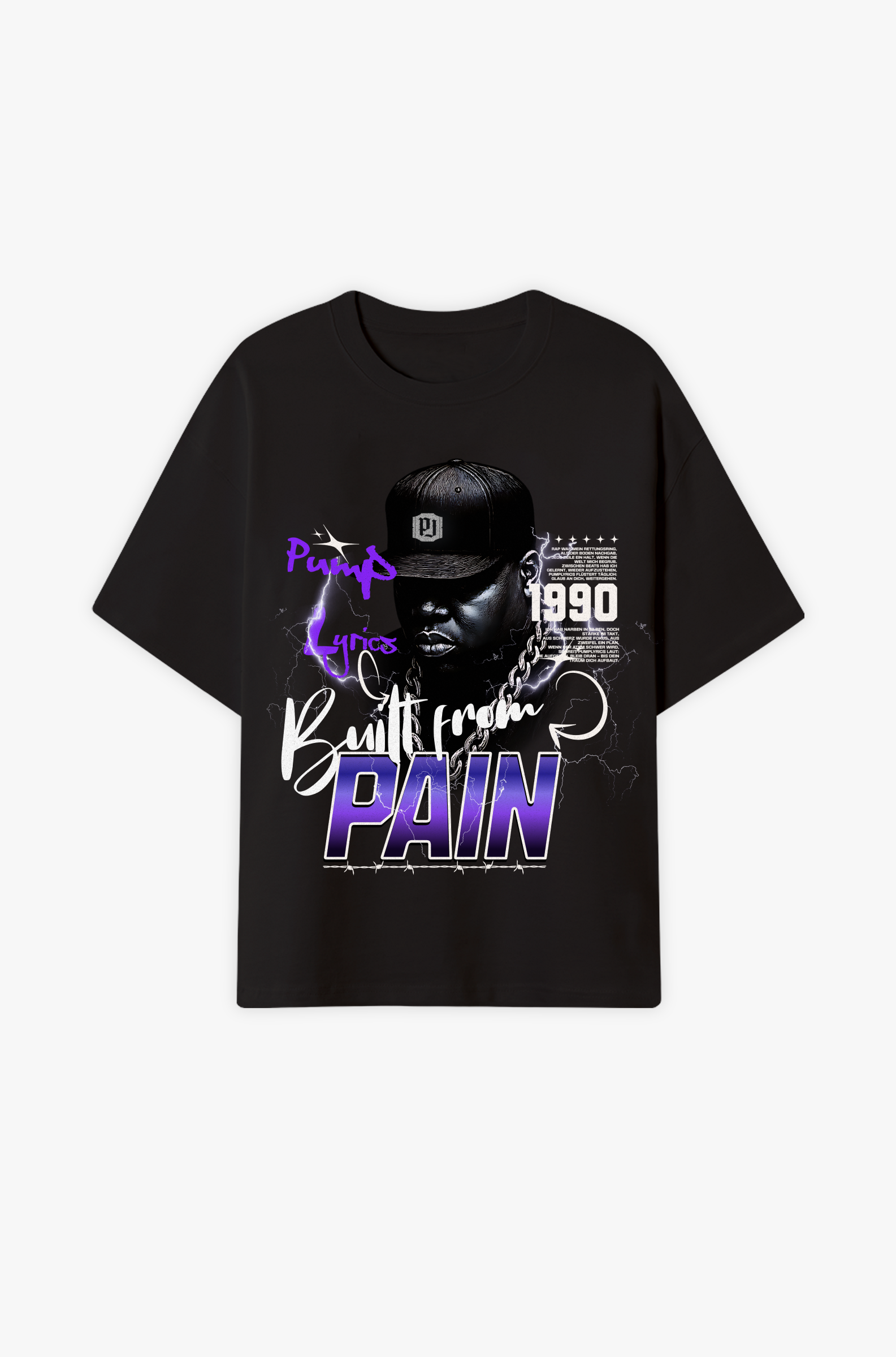 Pumplyrics Oversize Shirt – Built from pain HipHop