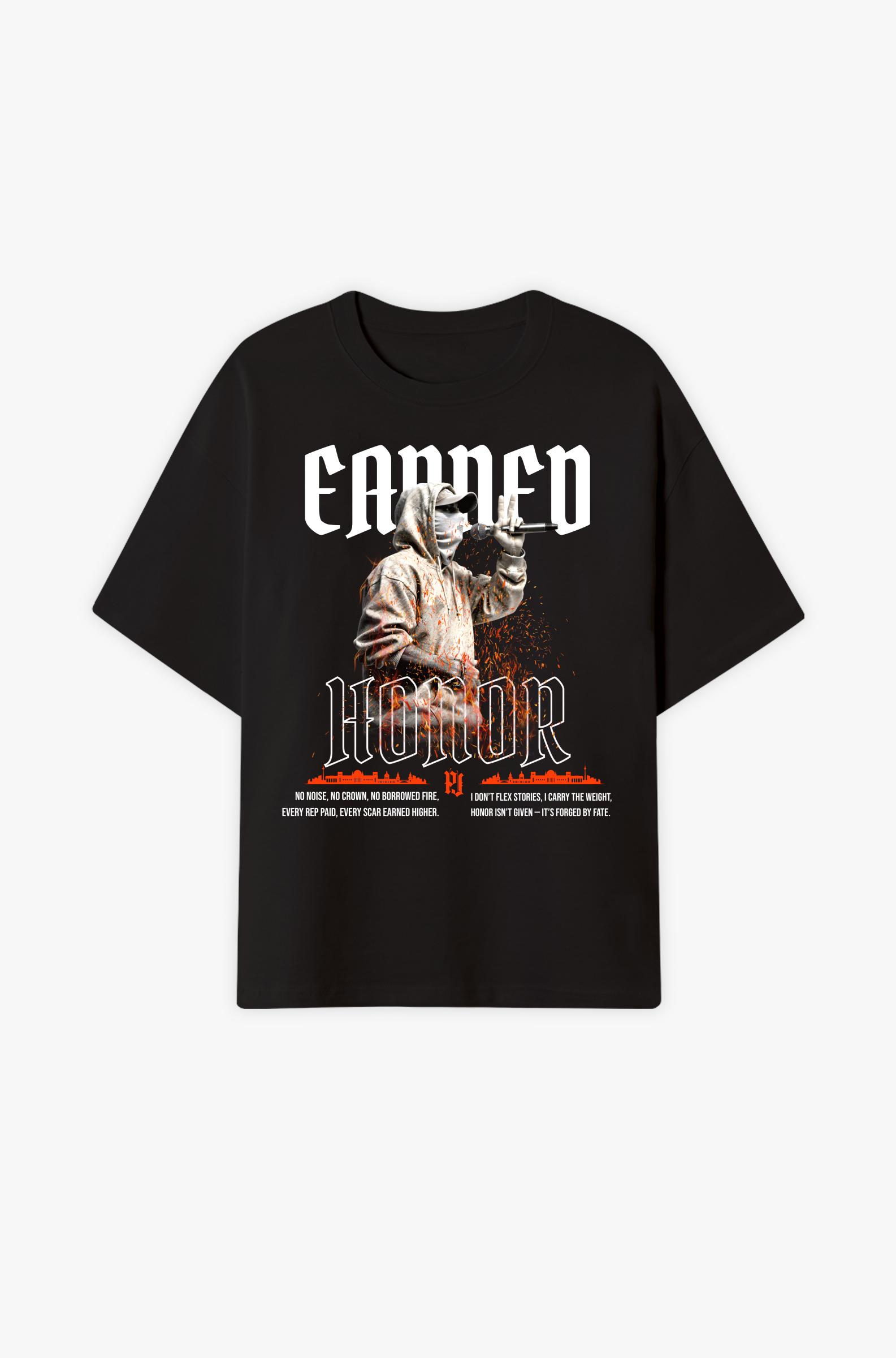 Earned Honor – Respekt durch Leistung, Feuer & echte Haltung Oversized Shirt
