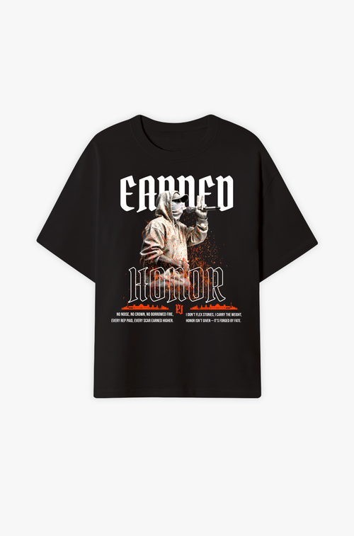 Earned Honor – Respekt durch Leistung, Feuer & echte Haltung Oversized Shirt