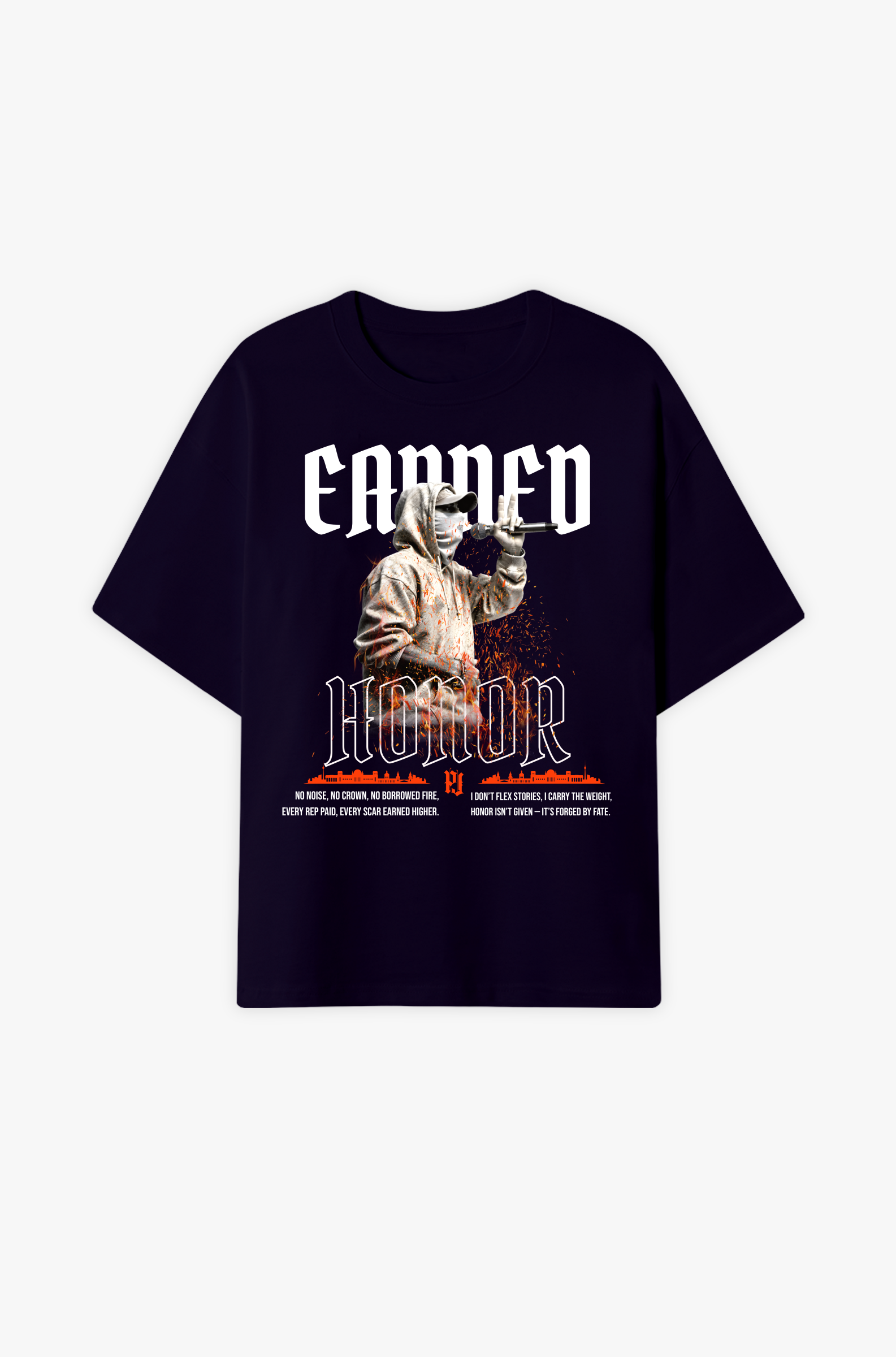 Earned Honor – Respekt durch Leistung, Feuer & echte Haltung Oversized Shirt